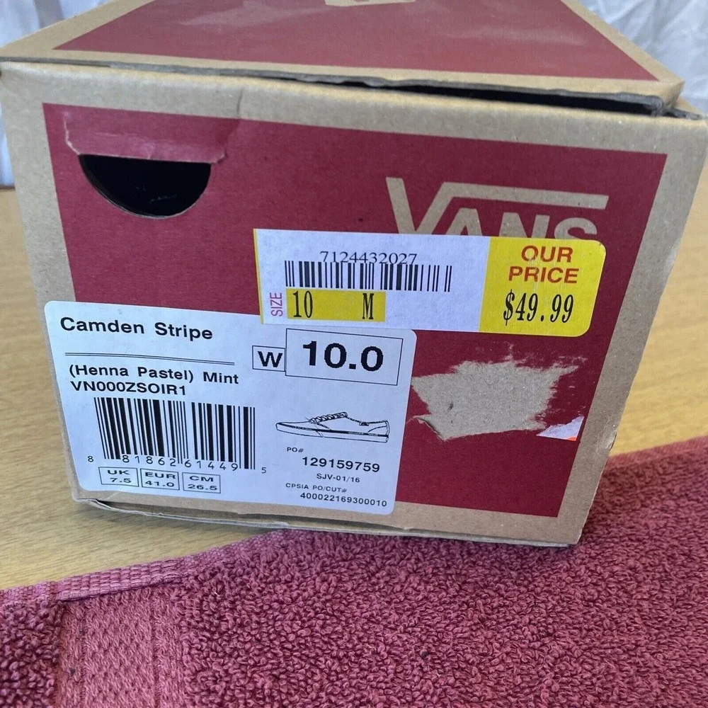 Vans Camden Stripe Henna Pastel Mint Women's  10 NIB! Rare Model VN000ZSOIR1‎